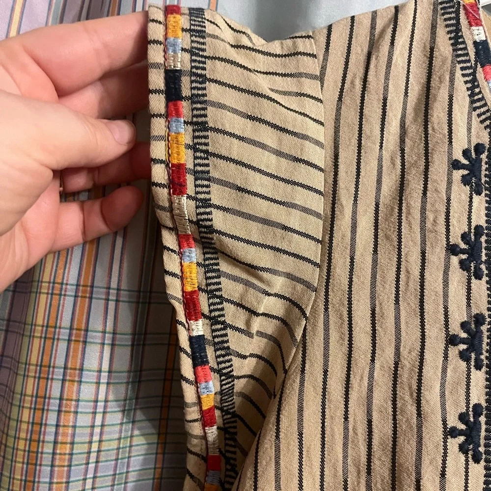 Embroidered striped shift dress tunic length tan casual THML size Large casual - Picture 8 of 10